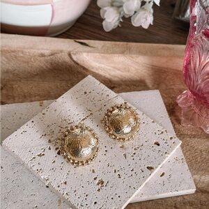 Elegant JBloom Gold Button Stud Earrings